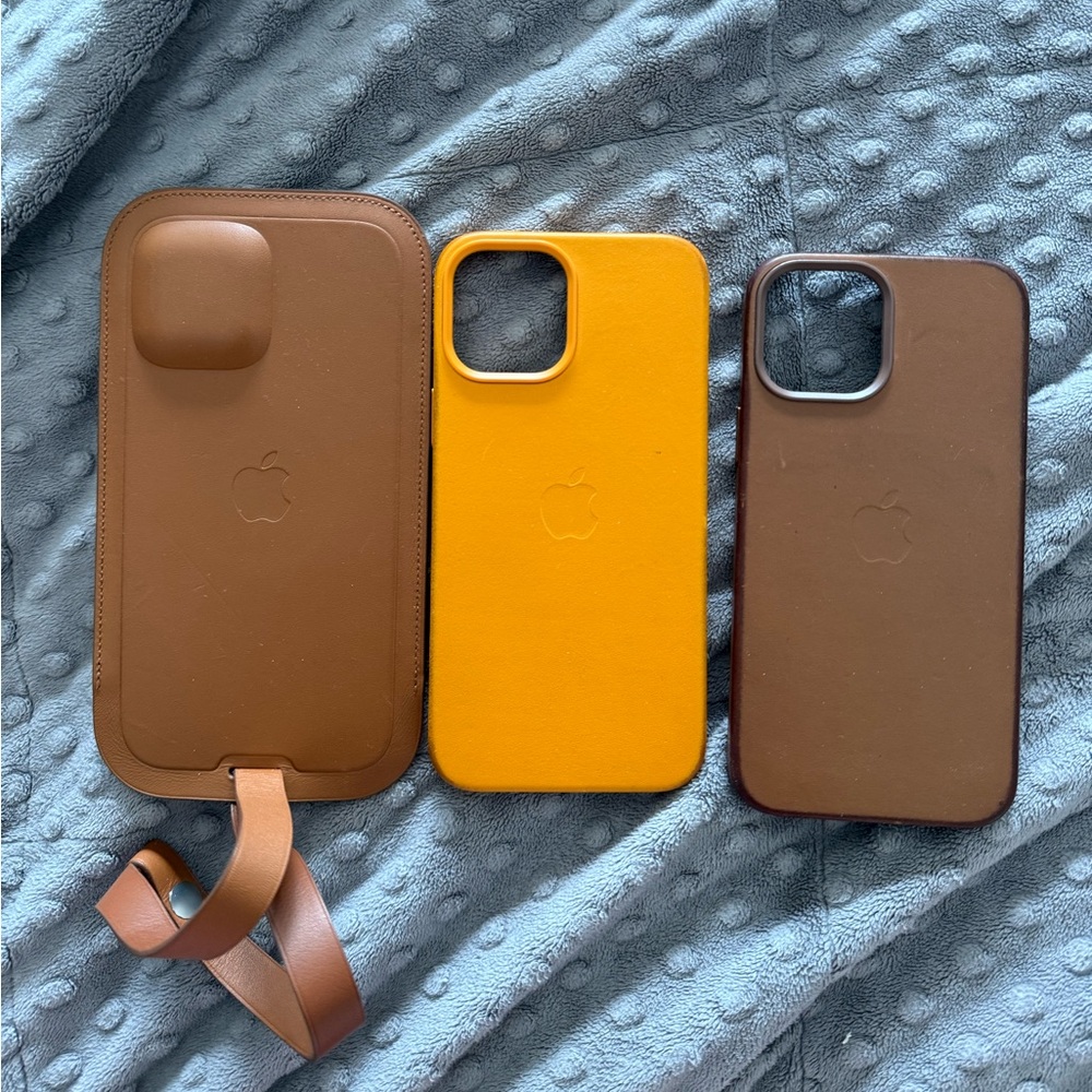 Apple Leather Case Bundle – iPhone 12 Pro Max (3-Pack, Brown/Yellow/Tan)